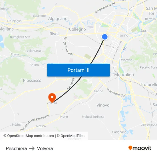Peschiera to Volvera map