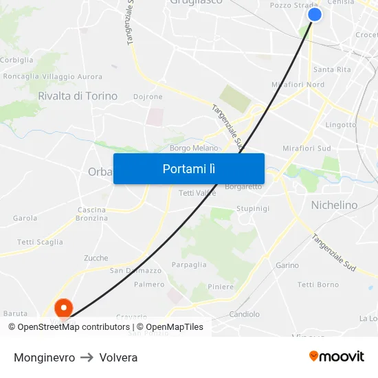 Monginevro to Volvera map