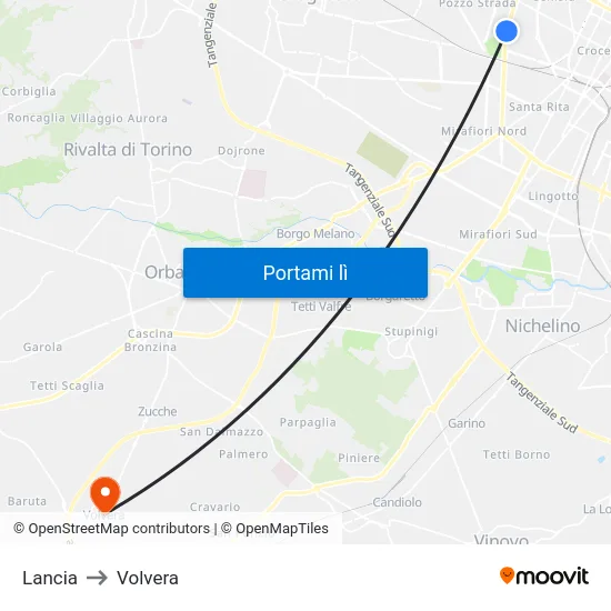 Lancia to Volvera map