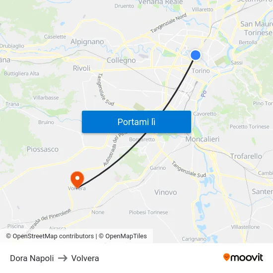Dora Napoli to Volvera map