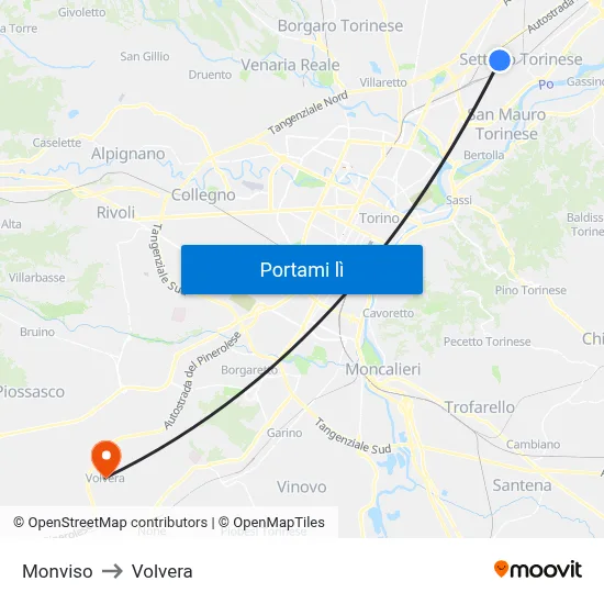 Monviso to Volvera map