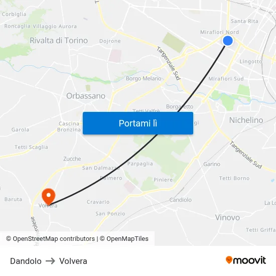 Dandolo to Volvera map