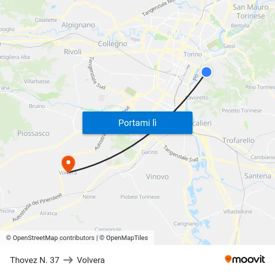 Thovez N. 37 to Volvera map