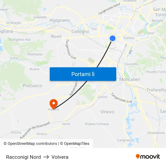 Racconigi Nord to Volvera map