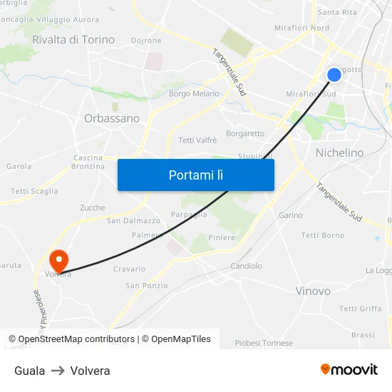 Guala to Volvera map