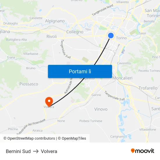 Bernini Sud to Volvera map