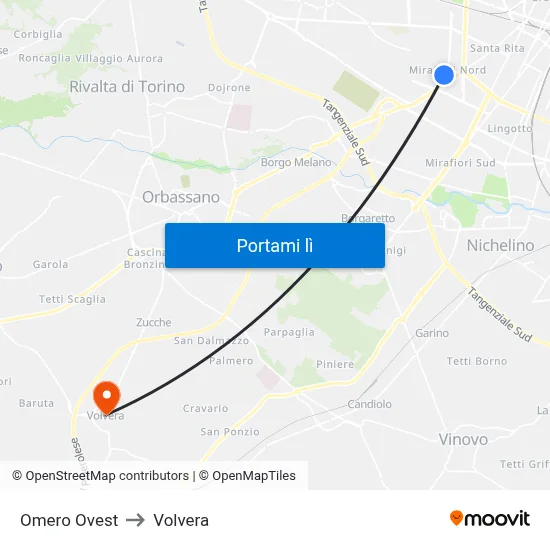 Omero Ovest to Volvera map