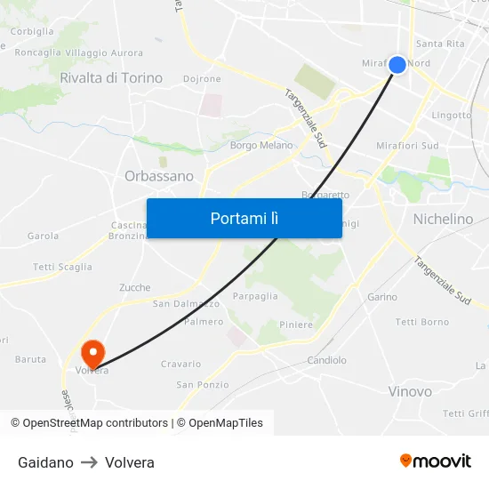 Gaidano to Volvera map