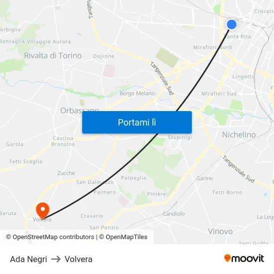 Ada Negri to Volvera map