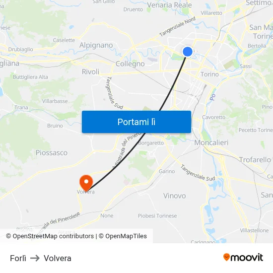 Forlì to Volvera map