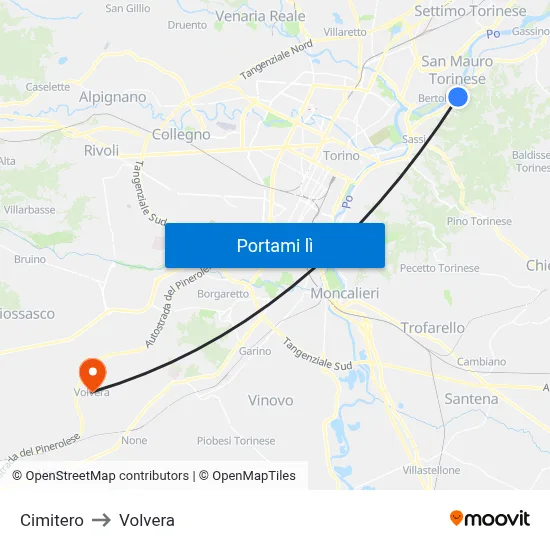 Cimitero to Volvera map