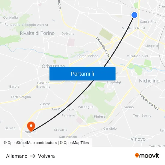 Allamano to Volvera map
