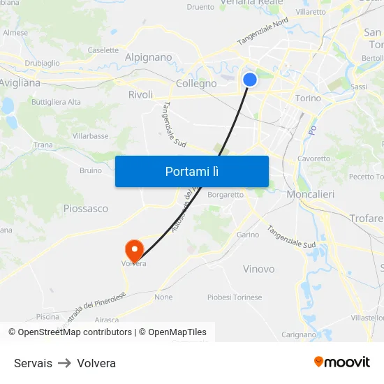 Servais to Volvera map