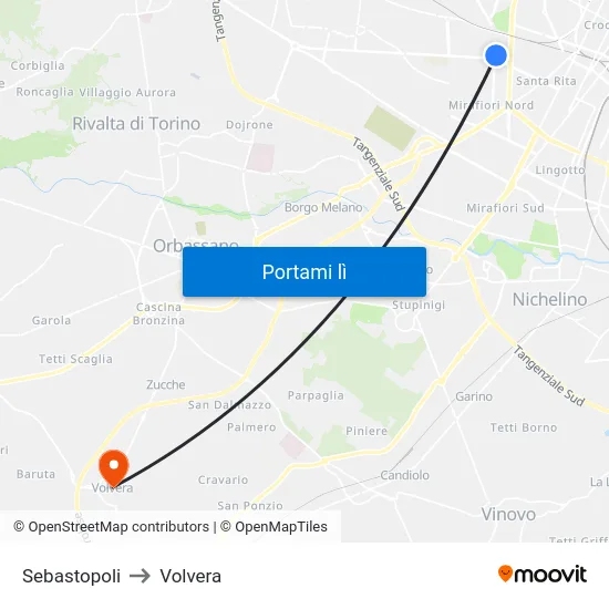 Sebastopoli to Volvera map