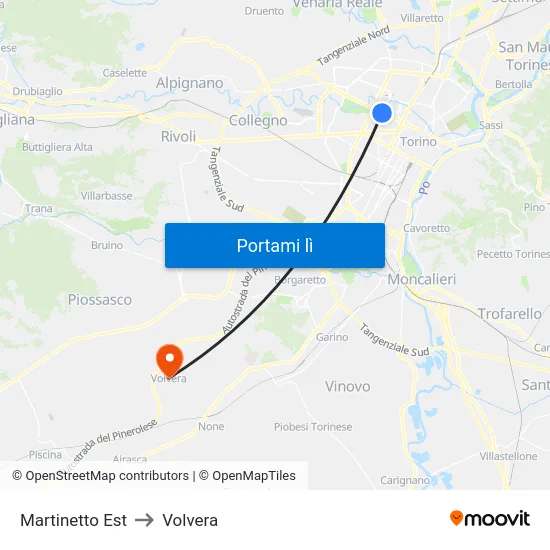 Martinetto Est to Volvera map
