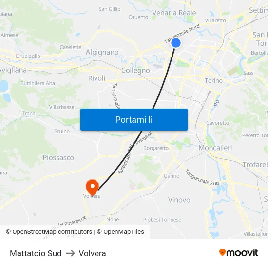 Mattatoio Sud to Volvera map