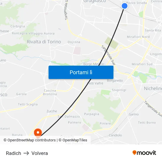 Radich to Volvera map