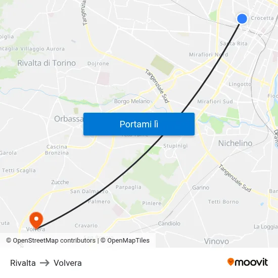 Rivalta to Volvera map