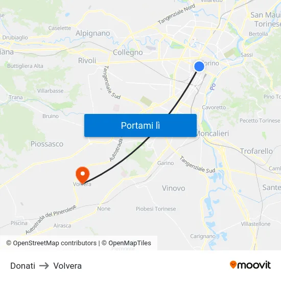 Donati to Volvera map