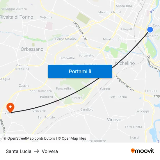 Santa Lucia to Volvera map