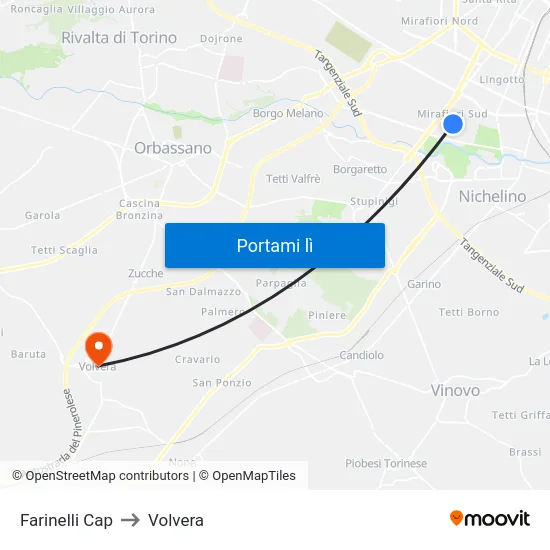 Farinelli Cap to Volvera map
