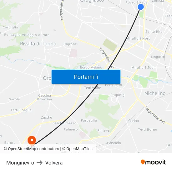 Monginevro to Volvera map
