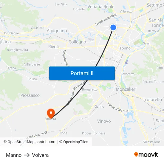 Manno to Volvera map