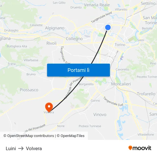 Luini to Volvera map