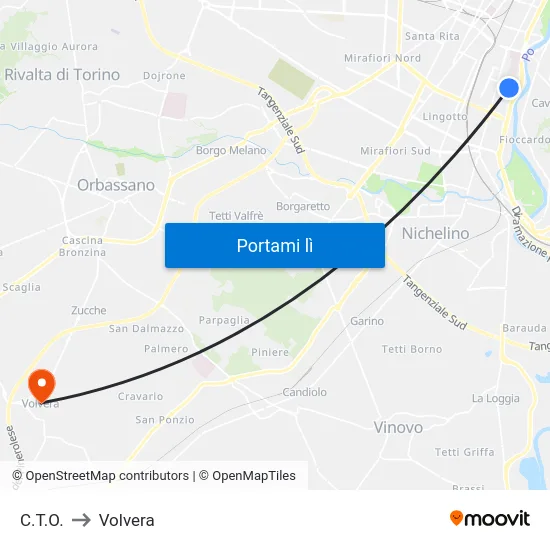 C.T.O. to Volvera map