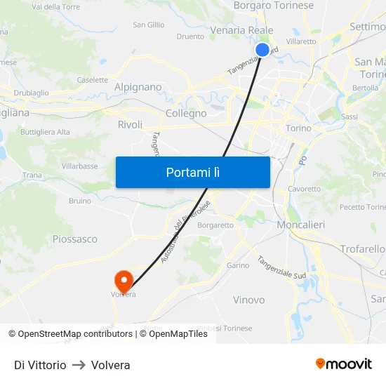 Di Vittorio to Volvera map