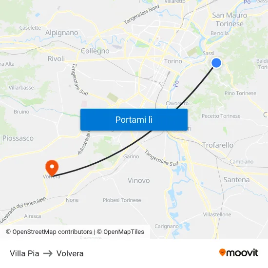 Villa Pia to Volvera map