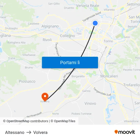 Altessano to Volvera map