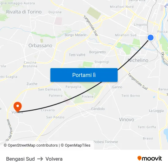 Bengasi Sud to Volvera map