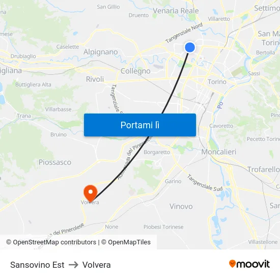 Sansovino Est to Volvera map