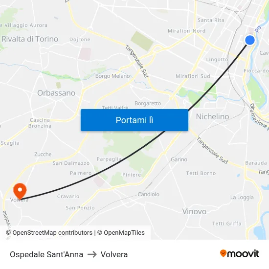 Ospedale Sant'Anna to Volvera map