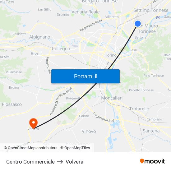 Centro Commerciale to Volvera map