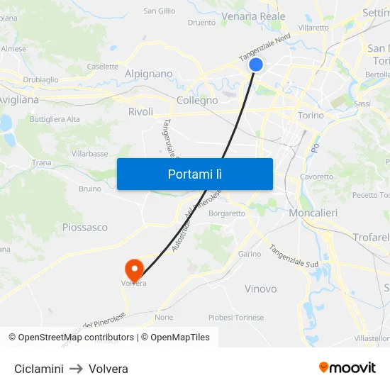 Ciclamini to Volvera map