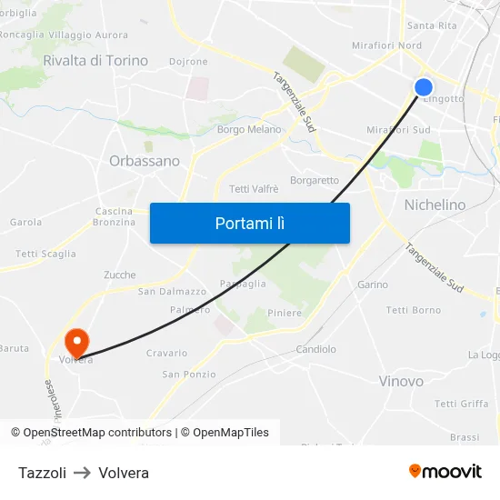 Tazzoli to Volvera map