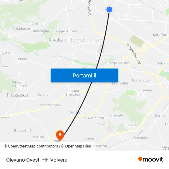 Olevano Ovest to Volvera map