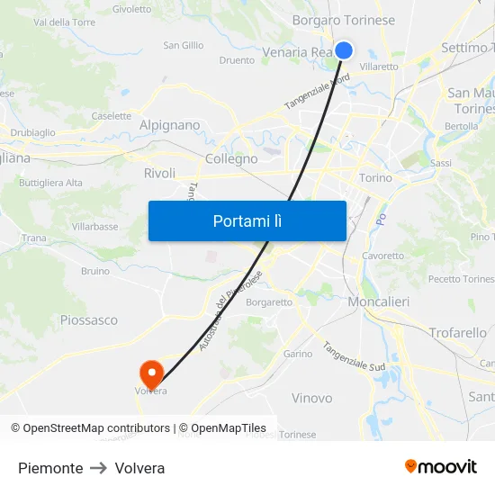 Piemonte to Volvera map