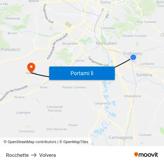 Rocchette to Volvera map