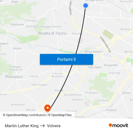 Martin Luther King to Volvera map
