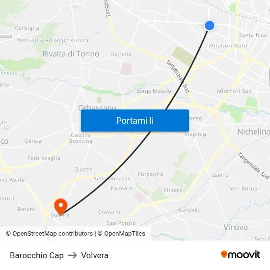Barocchio Cap to Volvera map
