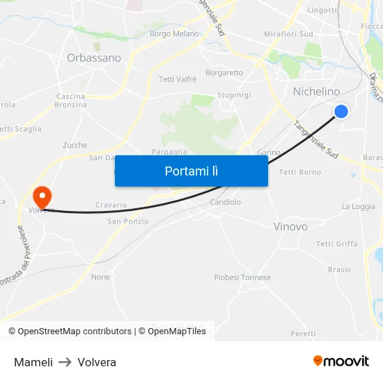 Mameli to Volvera map