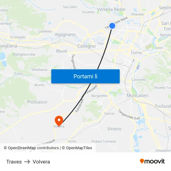 Traves to Volvera map