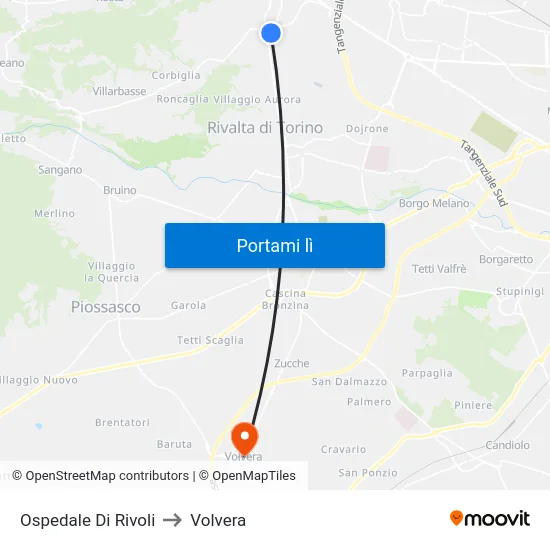 Ospedale Di Rivoli to Volvera map