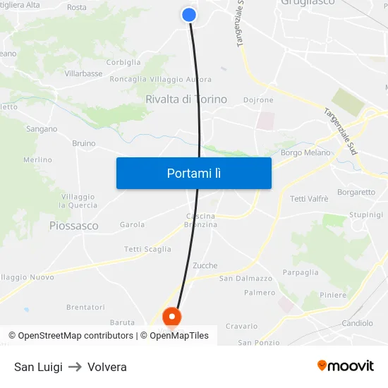 San Luigi to Volvera map