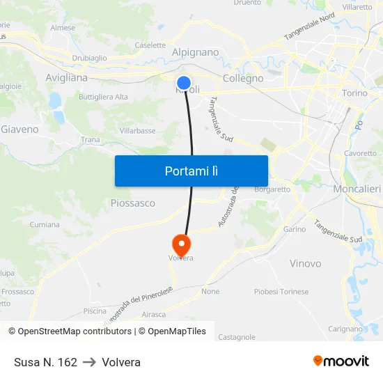 Susa N. 162 to Volvera map