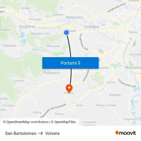 San Bartolomeo to Volvera map