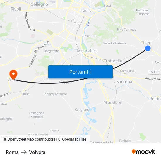 Roma to Volvera map